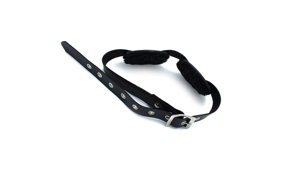 Schwarze Leder-Augenbinde mit verstellbaren Augenklappen – Luxuriös