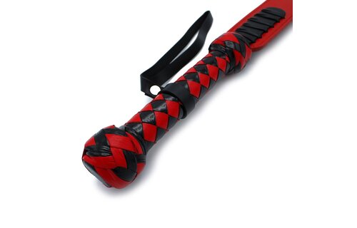 Zwart-Rode Leren Y-Paddle Zweep – Bdsm Sensaties