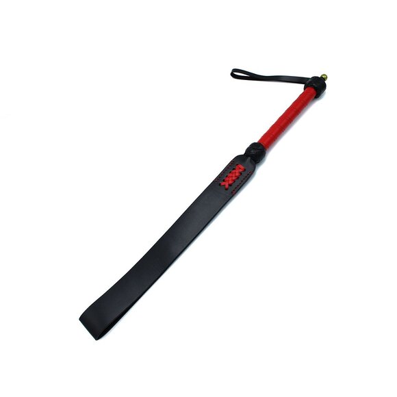 Black & Red Leather Long Paddle Whip