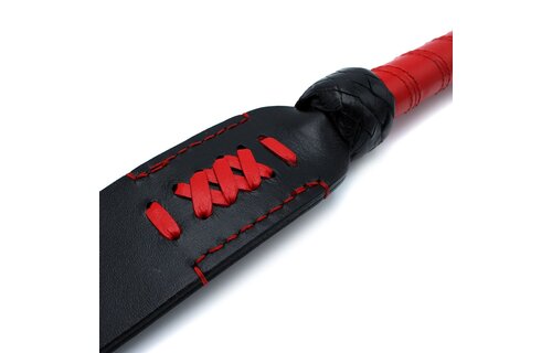 Black & Red Leather Long Paddle Whip