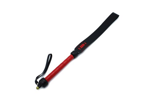Black & Red Leather Long Paddle Whip