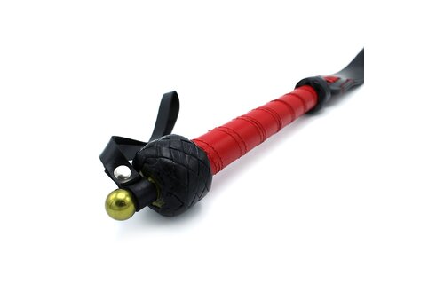 Black & Red Leather Long Paddle Whip