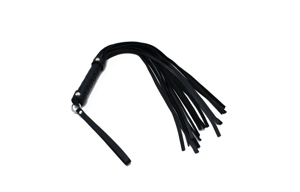 Schwarzer Leder-Flogger 66 cm mit geflochtenem Griff kaufen