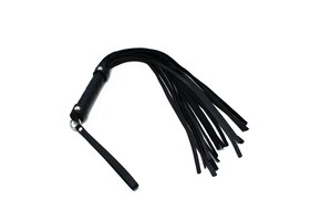 Schwarze Leder-Flogger mit geflochtenem Griff