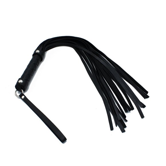 Schwarzer Leder-Flogger 66 cm mit geflochtenem Griff kaufen