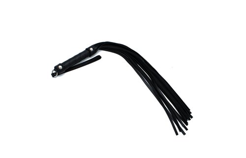 Schwarze Leder-Flogger mit geflochtenem Griff