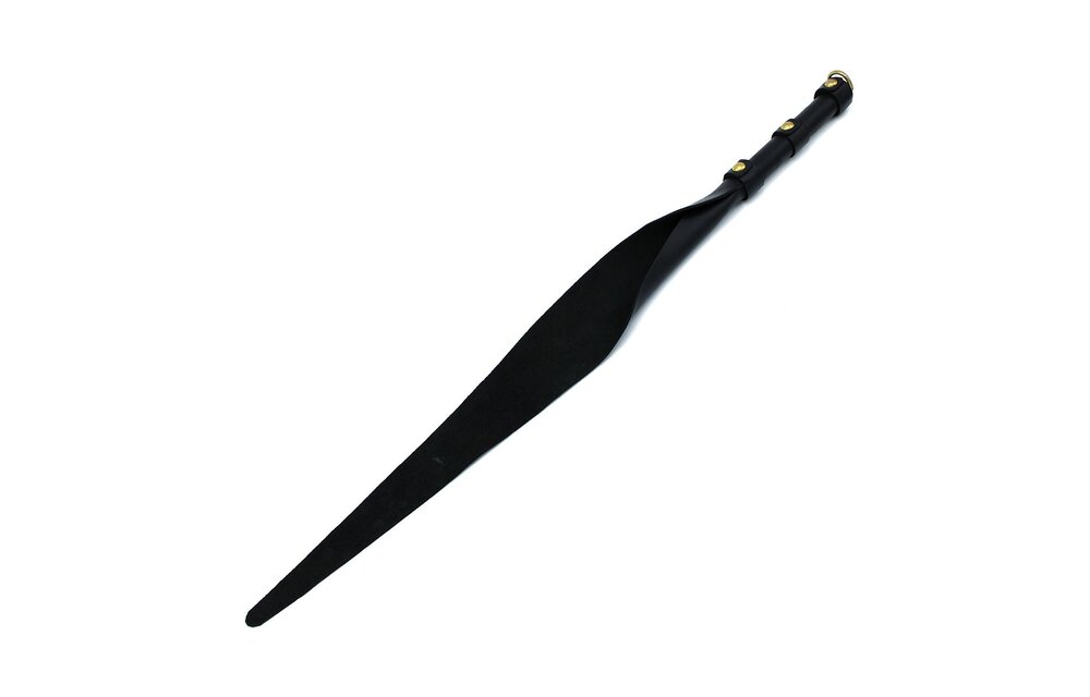 Zwarte Leren Single Flap Zweep Met Gouden D-Ring – 71 Cm