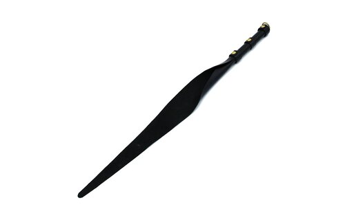 Black Leather Single Flap Whip with Gold D-Ring – 71 cm