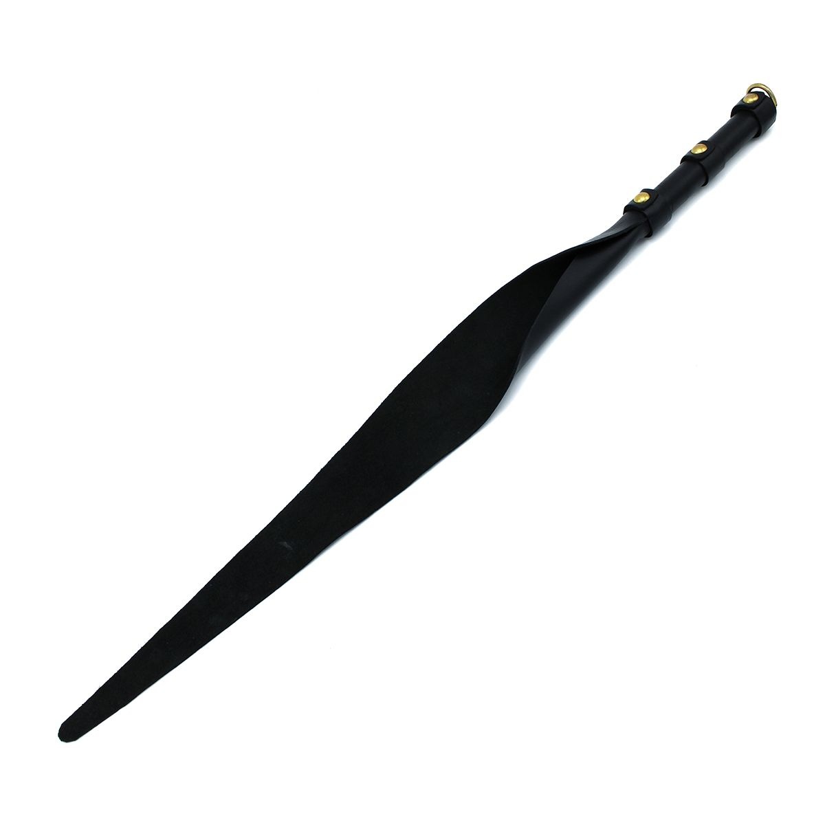 Zwarte Leren Single Flap Zweep Met Gouden D-Ring – 71 Cm