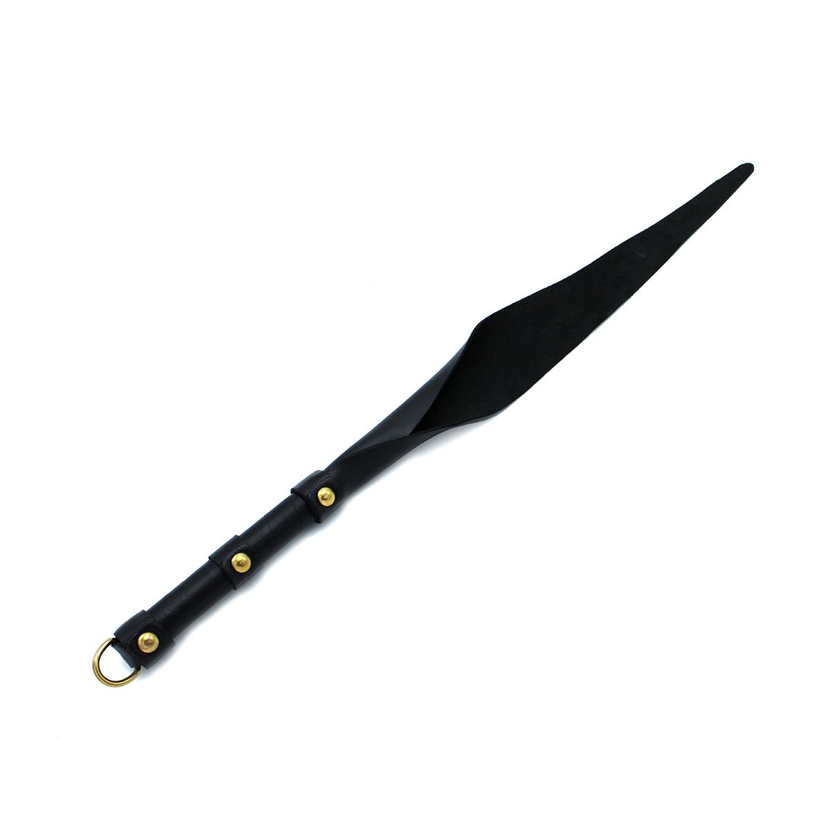 Zwarte leren enkele flap zweep met D-ring - Copy