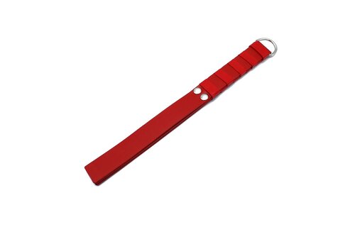 Rood leren paddle met goudkleurige D-ringgreep