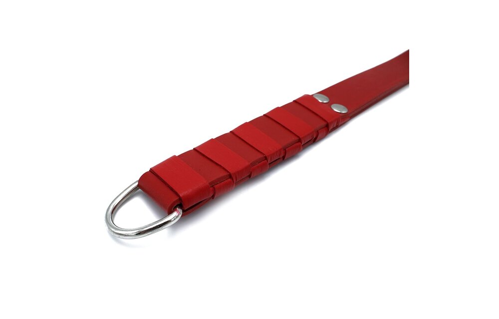 Red Leather Paddle with Gold-Coloured D-Ring | Durable & Stylish
