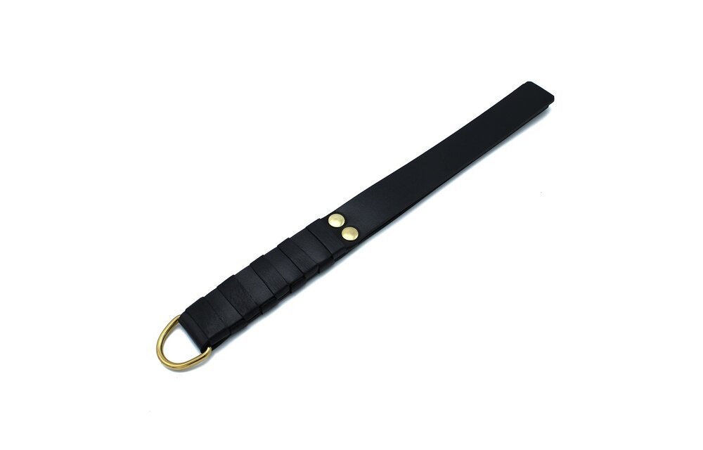 Black Leather Paddle with Gold-Coloured D-Ring - Durable & Stylish