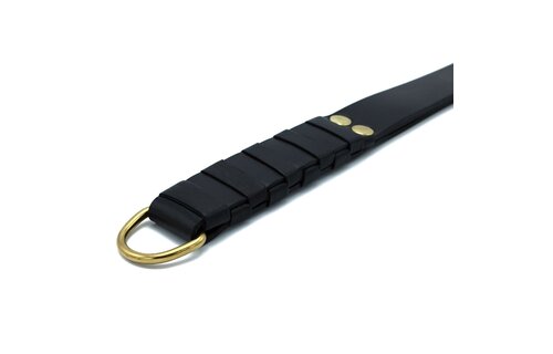 Black Leather Paddle with Gold D-Ring Handle