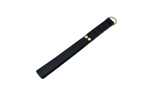 Black Leather Paddle with Gold D-Ring Handle