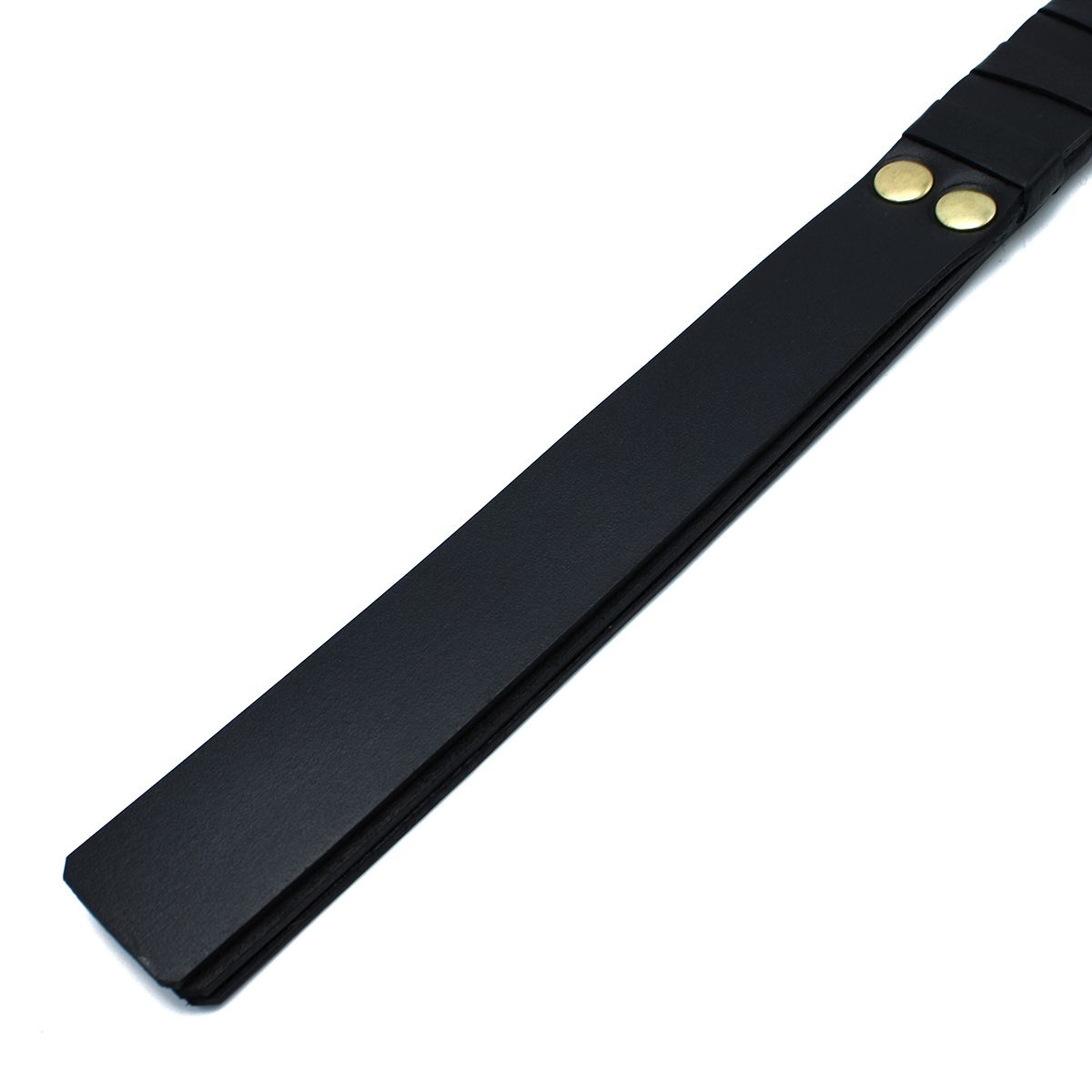 Black Leather Paddle with Gold D-Ring Handle