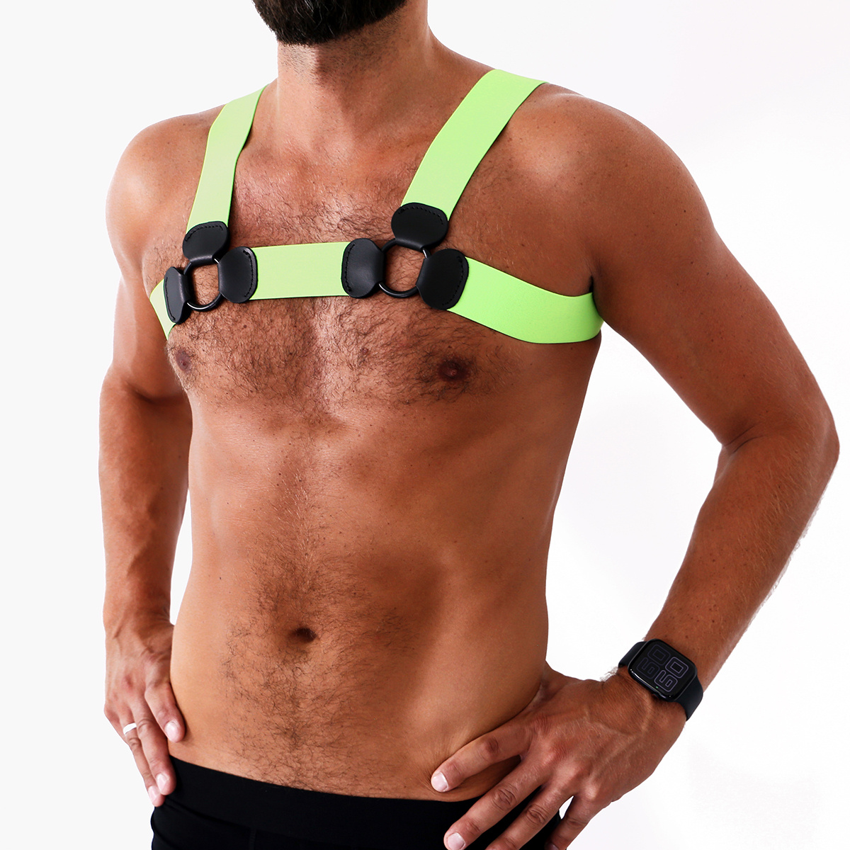 Elastic Chest Harness Green S/M | Comfort & Style