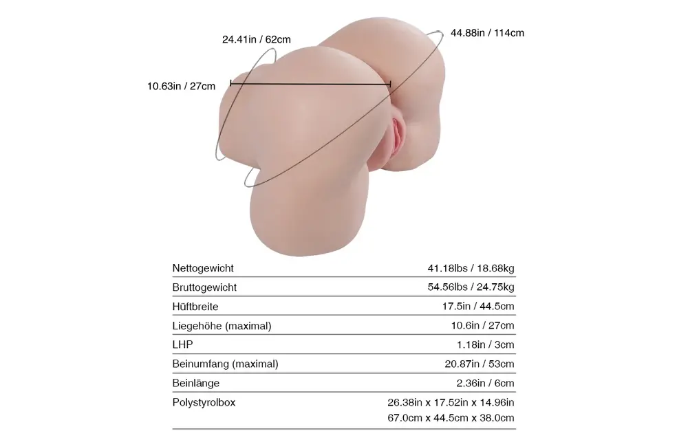 Daisy Pro Sexpuppe – 18,7 kg, herausnehmbare Vagina & weicher Po