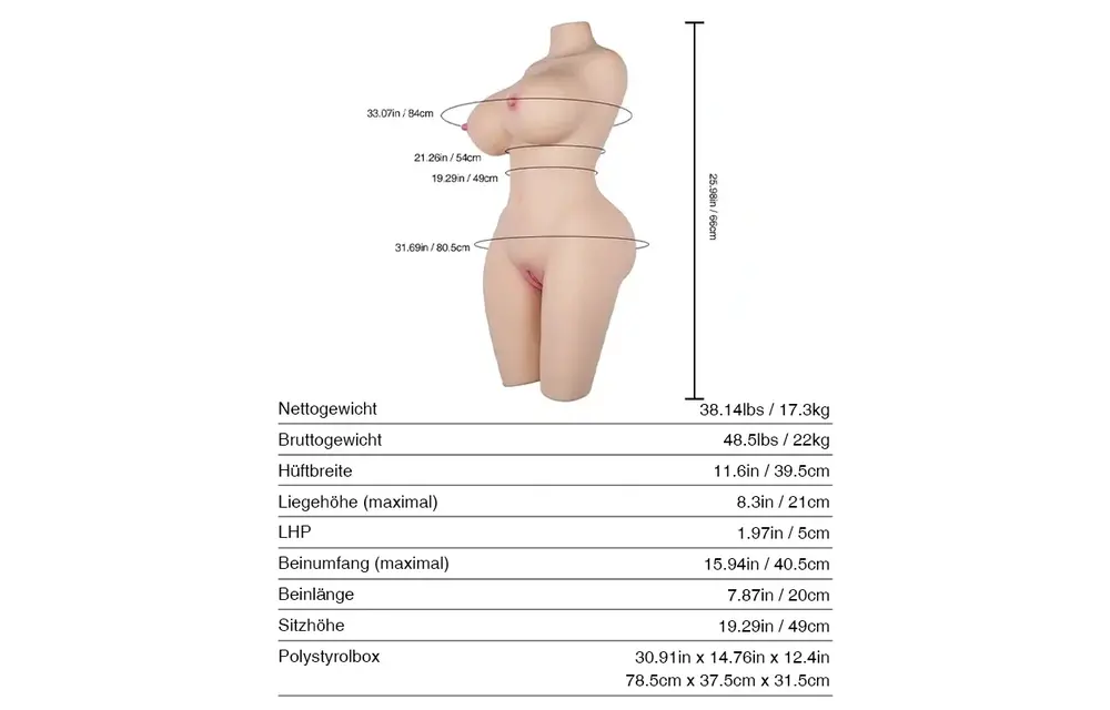 Ginny 17,3 kg Realistische Sekspop met Tantabosom & Verwijderbare Vagina