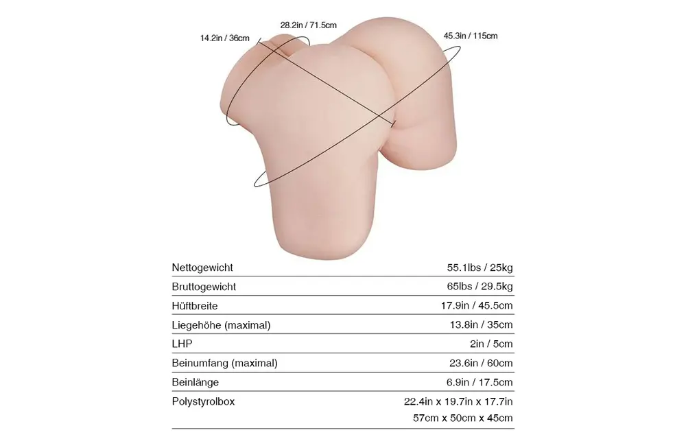 Eva 25 kg BBW Sexpuppe – Realistischer großer Hintern Doggy Style