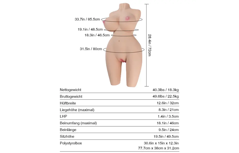 Monica 2.0 Getint: 18,3 kg Beste Hentai Sekspop Torso