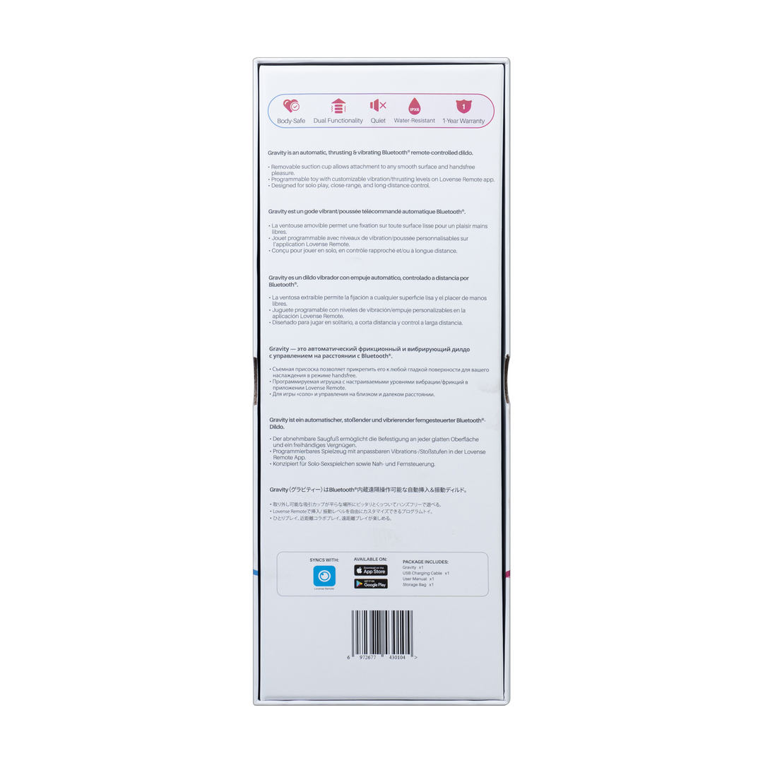 Gravity Rood 25,9 cm - App-gestuurde Vibrerende Dildo
