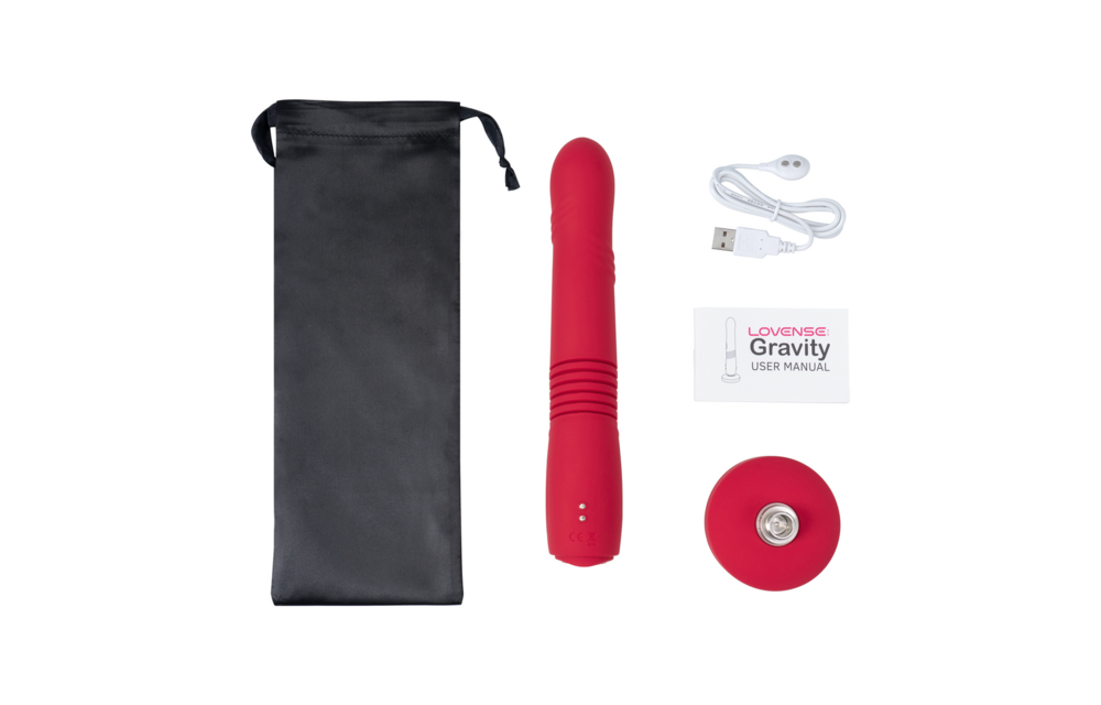 Gravity Rood 25,9 cm - App-gestuurde Vibrerende Dildo