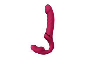 Lapis - App-gestuurde Dubbel Eind Vibrerende Strapless Strap-on - Rood