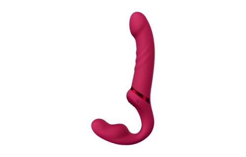 Lapis 23 cm Strapless Strap-On Red - App-controlled Double Vibrator