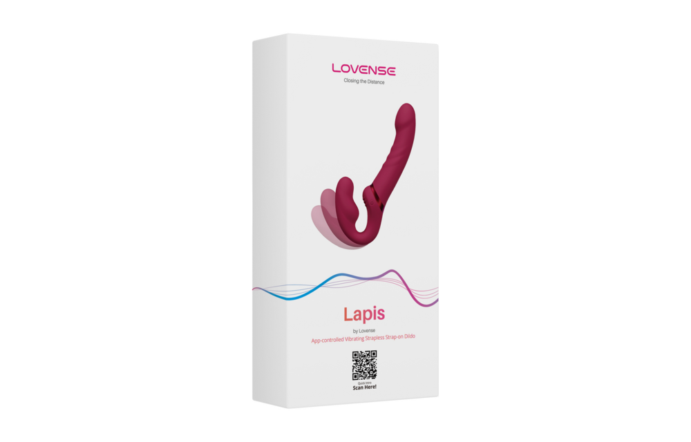 Lapis 23 cm Strapless Strap-On Red - App-controlled Double Vibrator