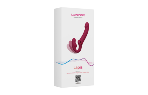 Lapis - App-gesteuerter Doppelseitiger Vibrator für Strapless-Strap-on - Rot