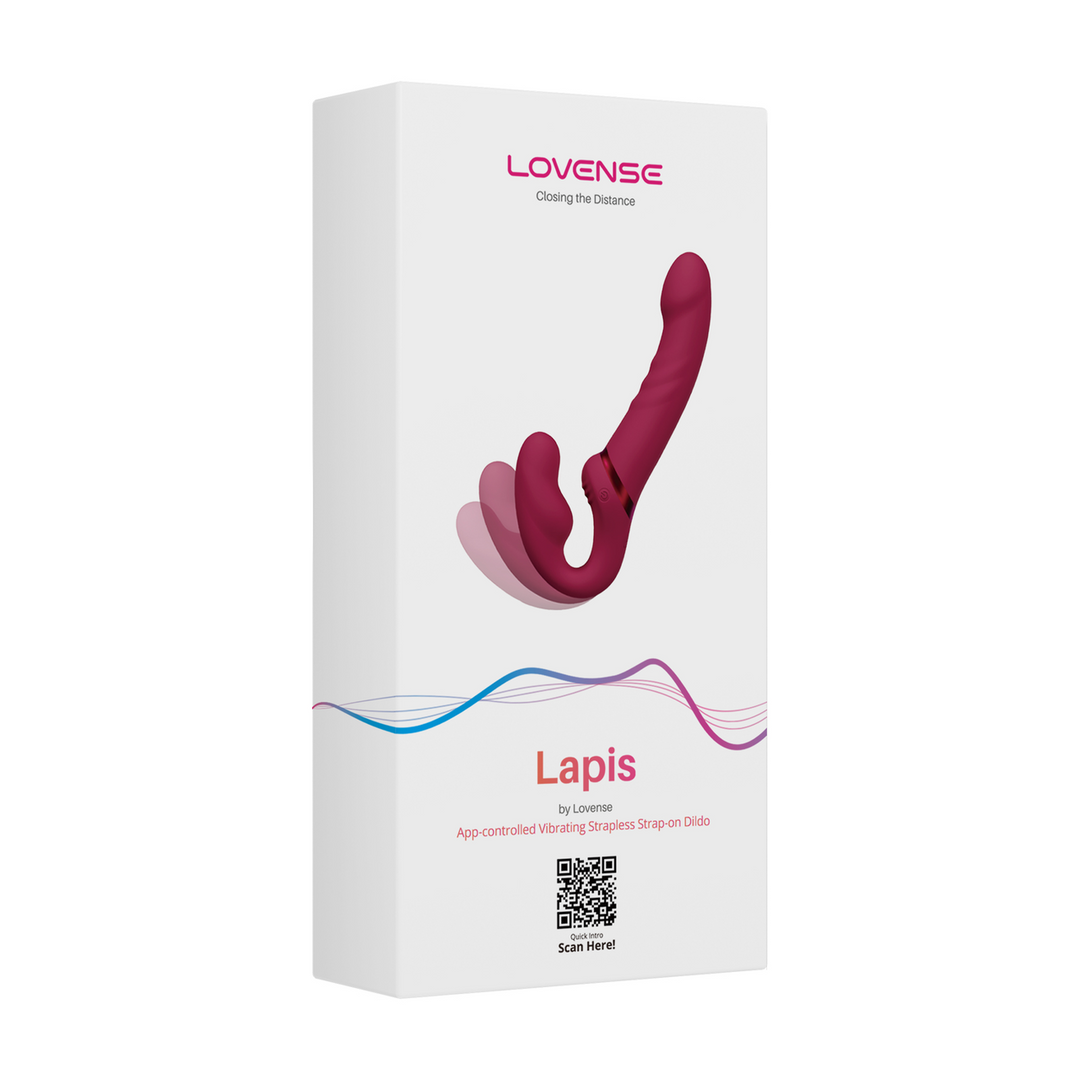 Lapis - App-Controlled Double Ended Vibrating Strapless Strap-On - Red