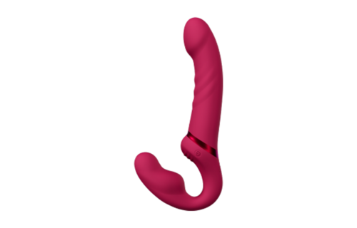 Lapis 23 cm Strapless Strap-On Rot – App-gesteuerter Doppeldildo