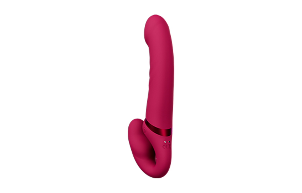 Lapis 23 cm Strapless Strap-On Rot – App-gesteuerter Doppeldildo