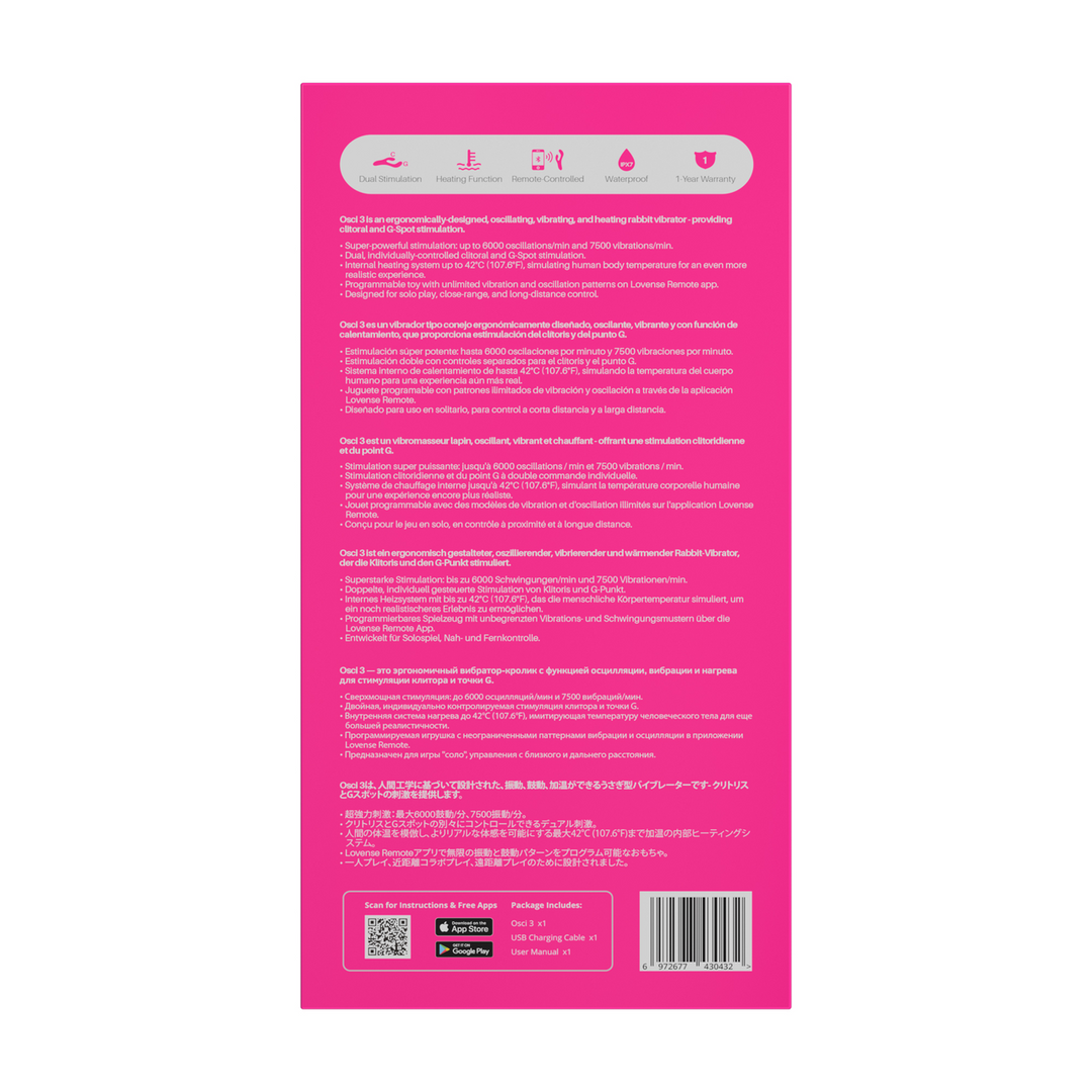 Osci 3 Rabbit Vibrator Pink - Bluetooth, Oscillating & Warm