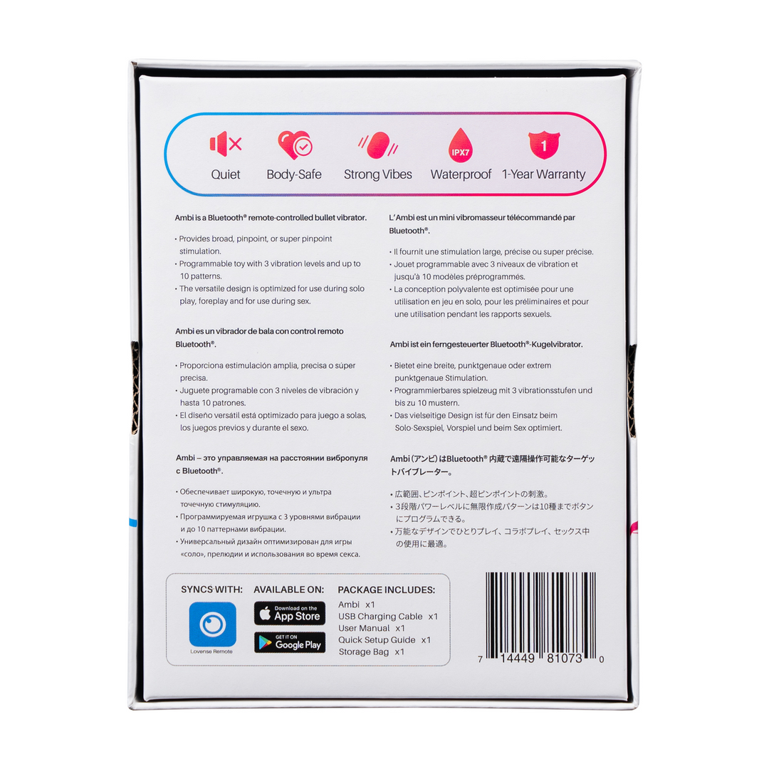 Ambi - App-Controlled Wide Surface Bullet Vibrator - Pink