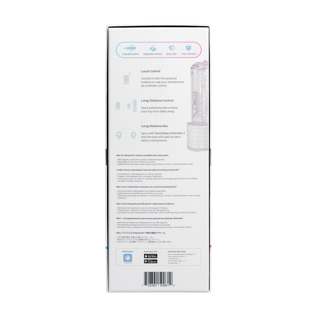 Max 2 Bluetooth-Masturbator für Männer Weiß | Lovense Vibrationen