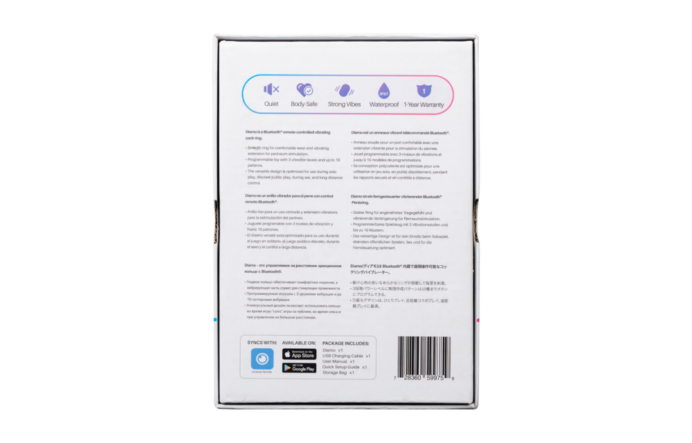 Diamo Bluetooth-Cockring Schwarz – App-gesteuert & vibrierend