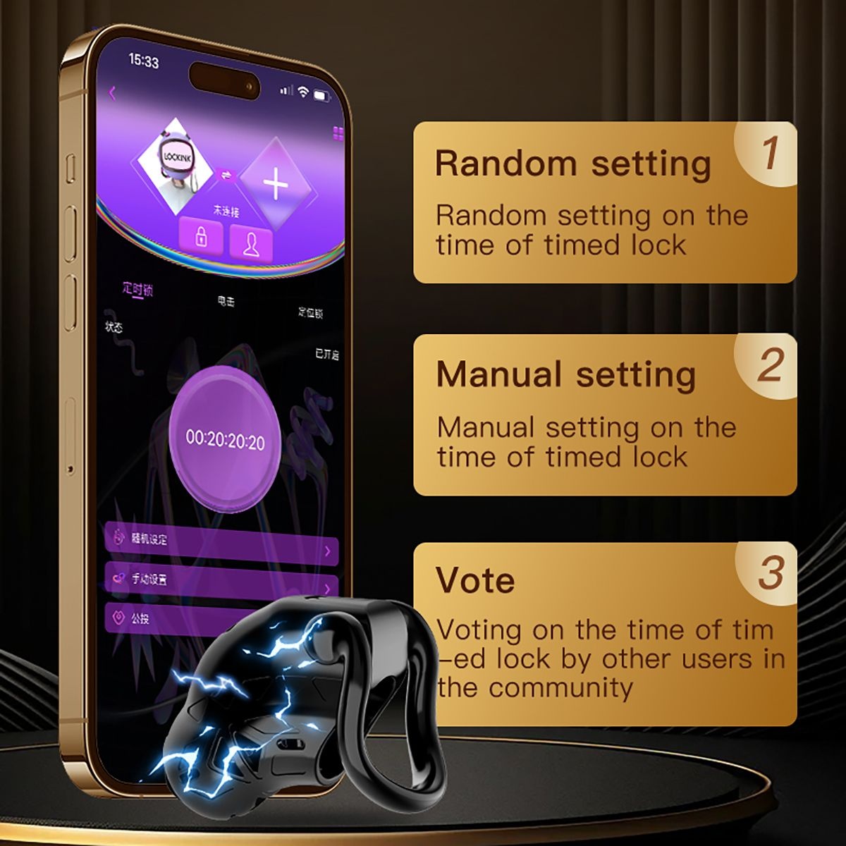 Sevanda Electric Shock Chastity Cage Automatic Lock With App