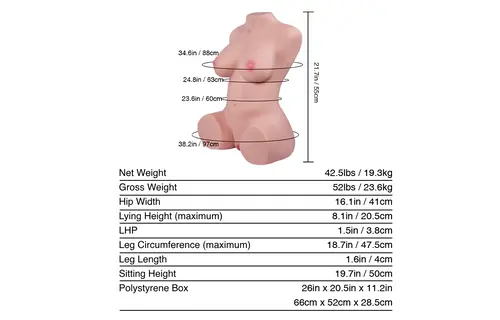 Candice pro: 19,3 kg Catwoman Sekspop Torso met Tantabosom