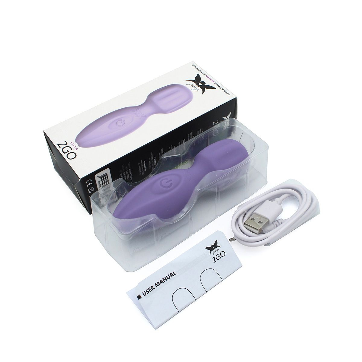 Pixey 2GO Wand Vibrator Lilla – Compact & USB-rechargeable