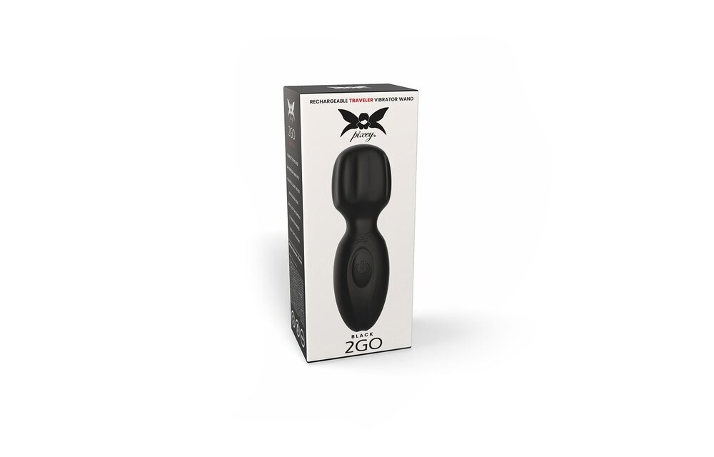 Pixey 2GO Wand Vibrator Zwart – Compact, Stil & Krachtig