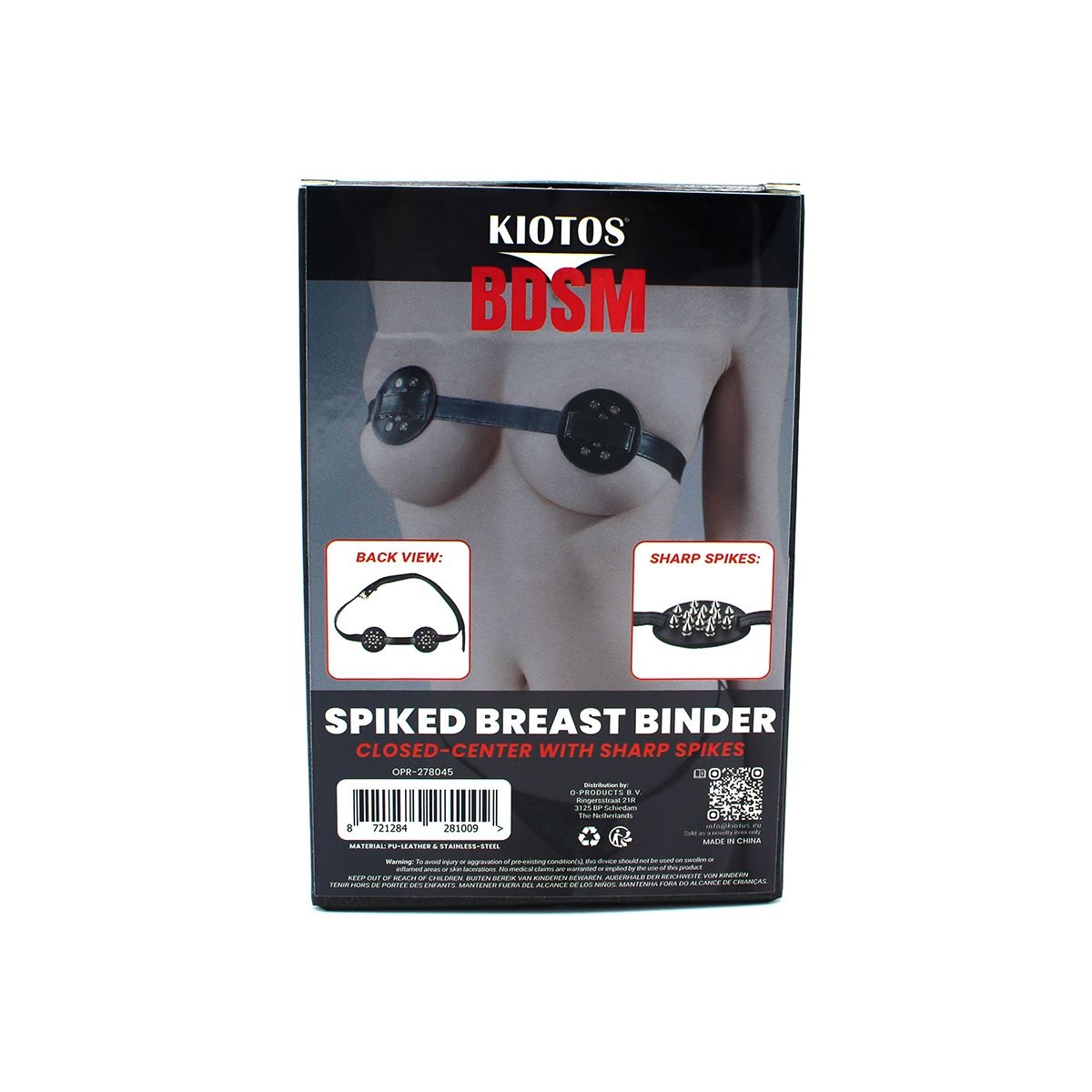 Spiked breast binder with closed-center sharp spikes