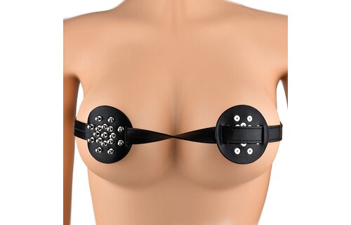 Spiked Brustband mit abgerundeten Noppen – PU-Leder-Harness