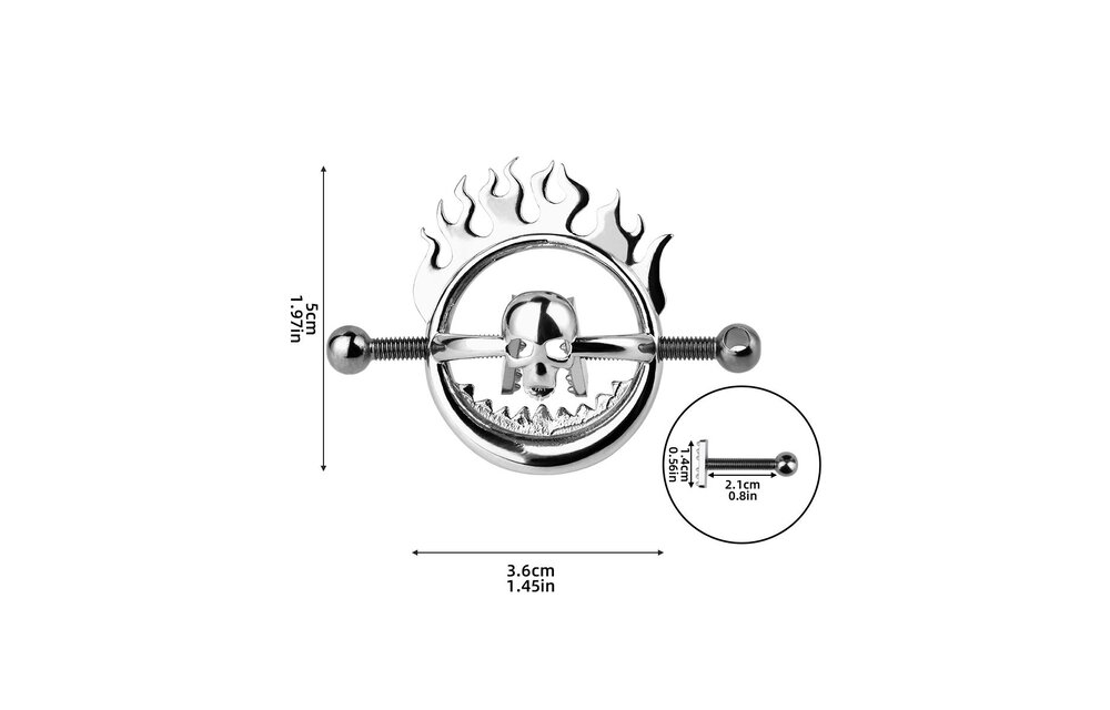 Flaming Skull Nipple clamps