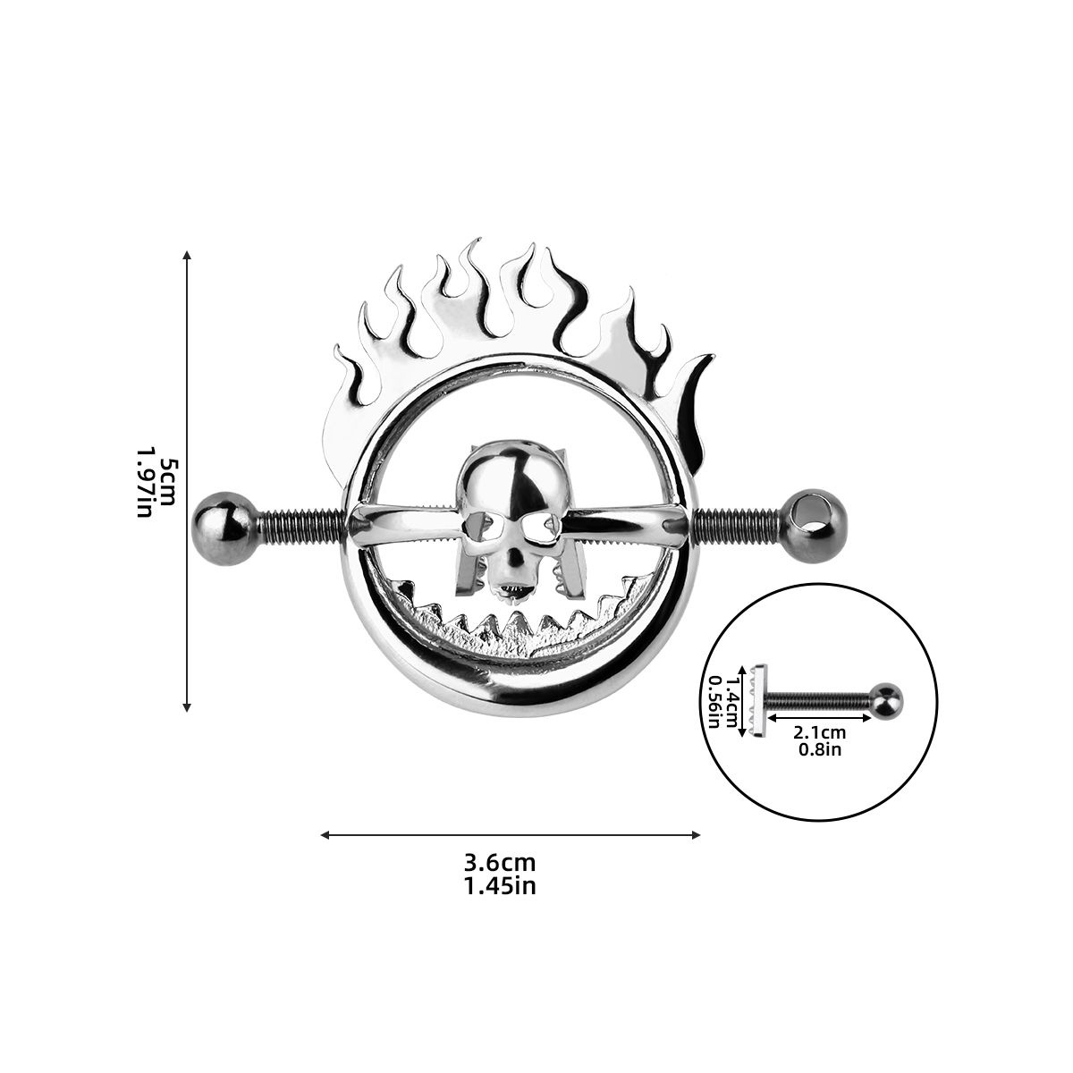 Flammenschädel Nippelklemmenmen