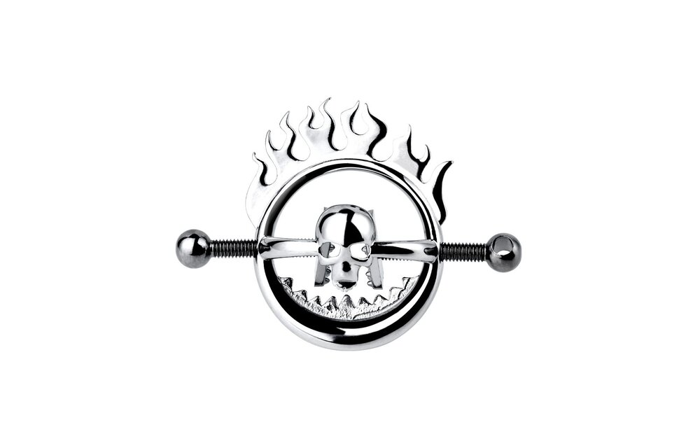 Flaming Skull Nipple Clamps – Adjustable Stainless Steel