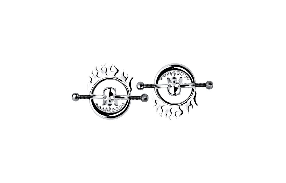 Flaming Skull Nipple clamps
