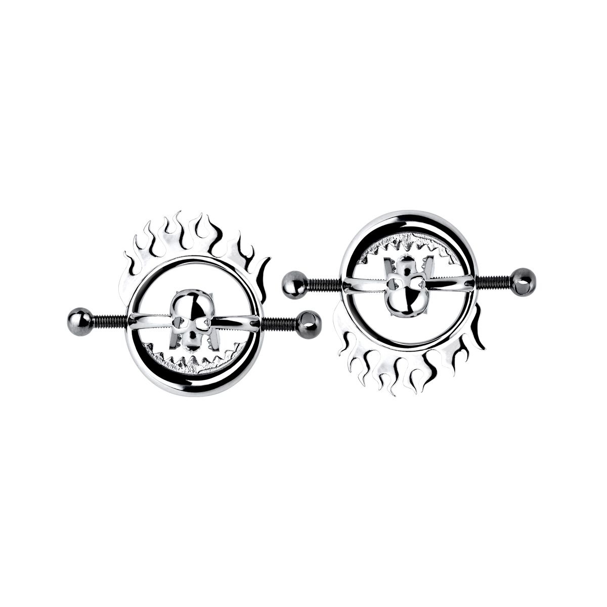 Flaming Skull Nipple Clamps – Adjustable Stainless Steel