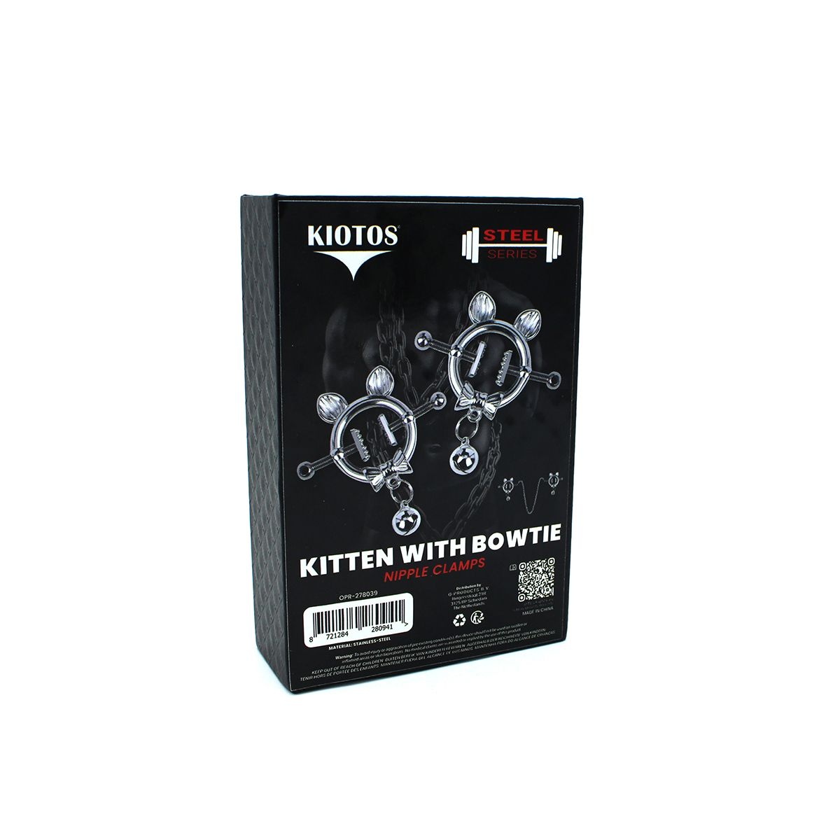 Kitten with Bowtie Nipple Clamps